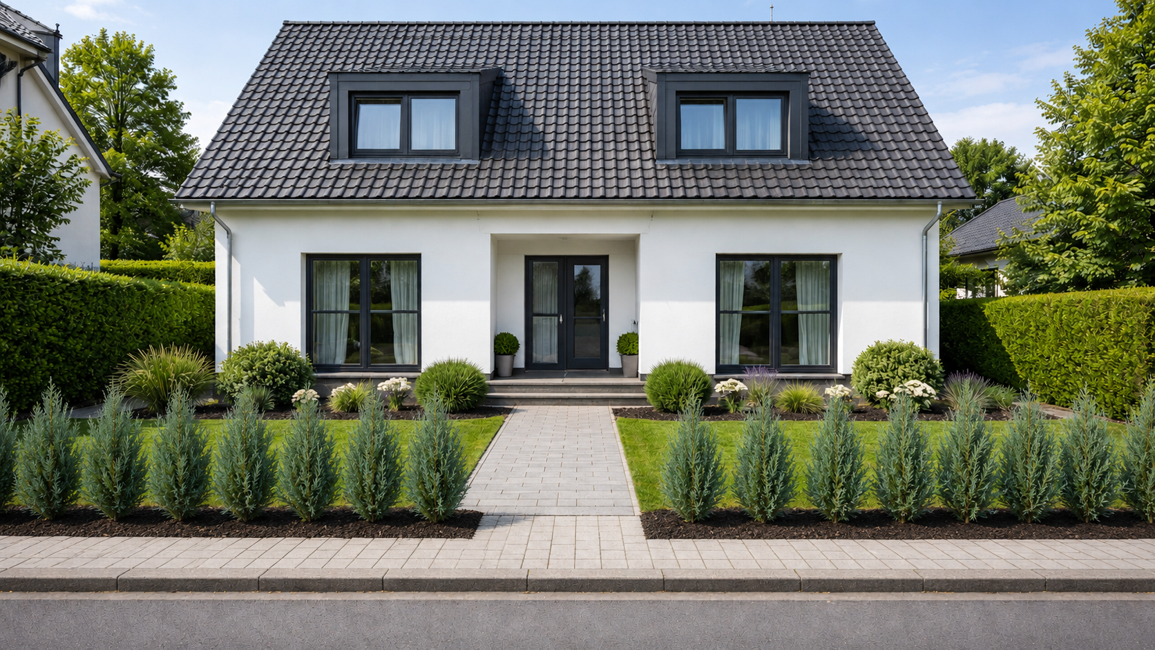 Chamaecyparislawsoniana_ColumnarisGlauca_frischgepflanzteHecke