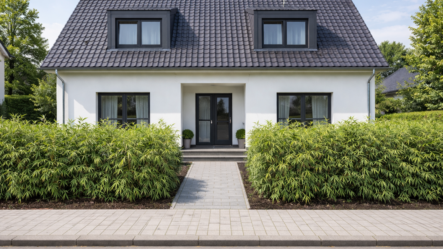 Fargesia_murilea_Hecke_vor_Haus