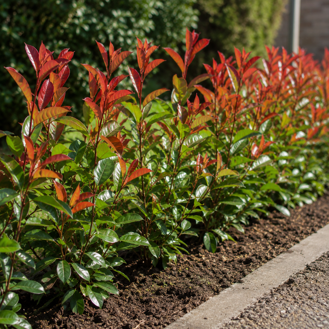 Photinia fraserii Compacta junge Hecke